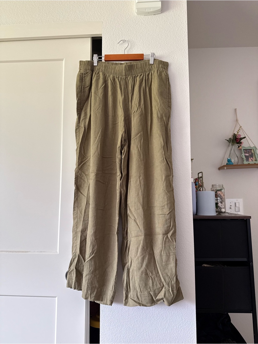 Old Navy Olive Wide-Leg Elastic-Waist Pants
